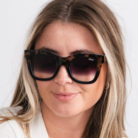 Quay Australia After Hours Tortoise Black Frame Black Fade Len Square Sunglasses - Picture 7 of 16